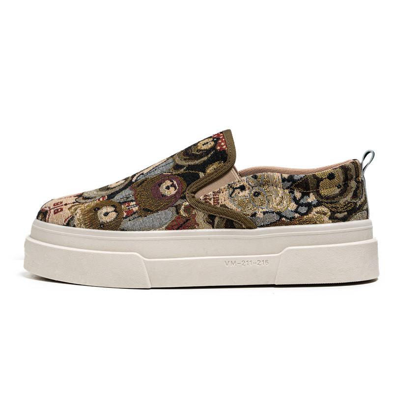 Fashion Luxury Loafers Man Platform Canvas Shoes Fashion Bear Print Casual Men Shoes Design Autumn Classic Slip-on Shoes Men Espadrilles