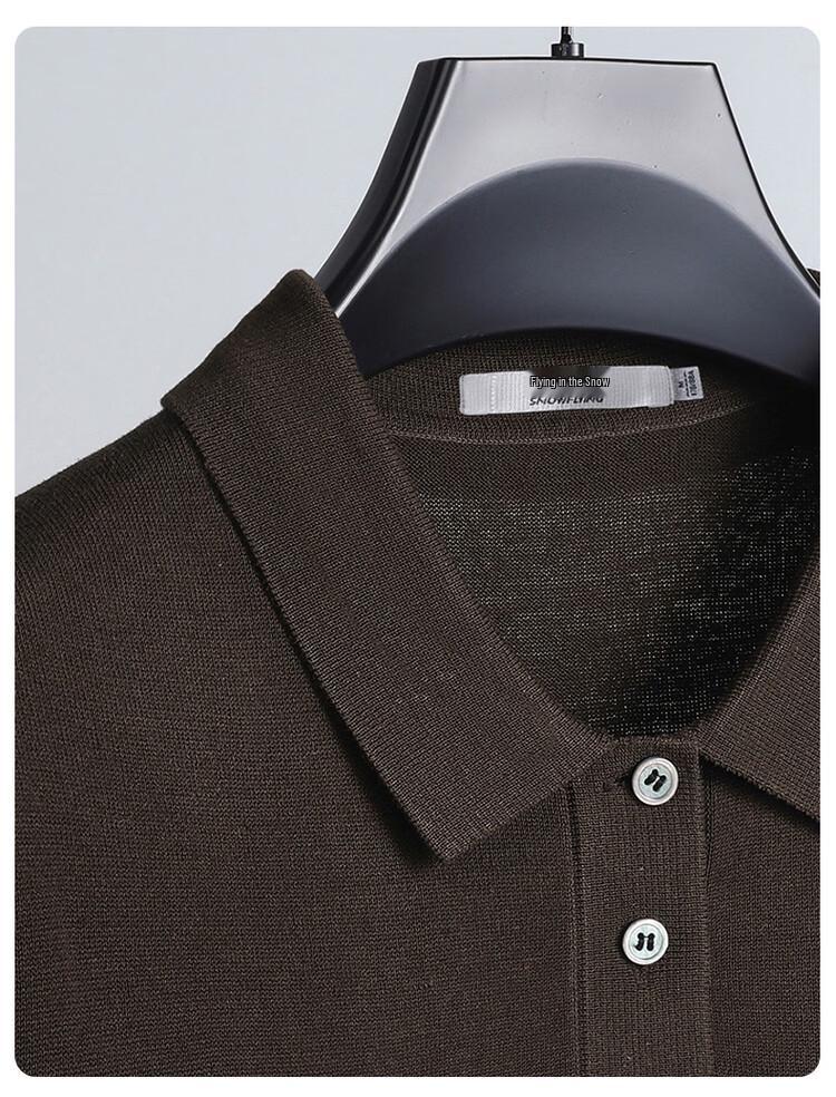 SNOWFLYING Men's Lyocell & Linen Polo Knit Shirt