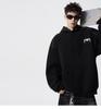 Men's Autumn Black Demon Cat Print Heavyweight Loose Fit Hoodie