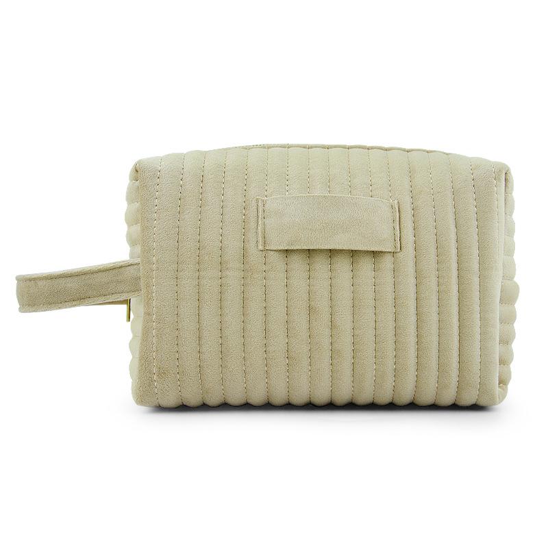 

Бархатная дорожная косметичка - Большая вместимость, персонализированное хранение кремовый/белый