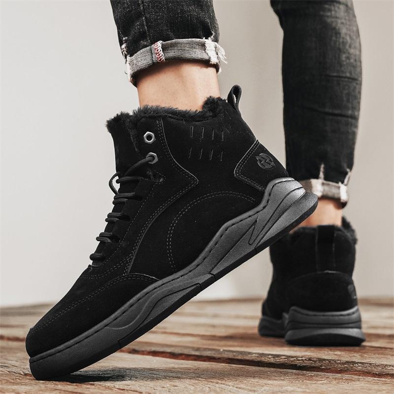Vintersnøstøvler for menn Holder varmen Bomullssko Utendørs tursko Plysj Varm Høy ankelstøvler Joggesko