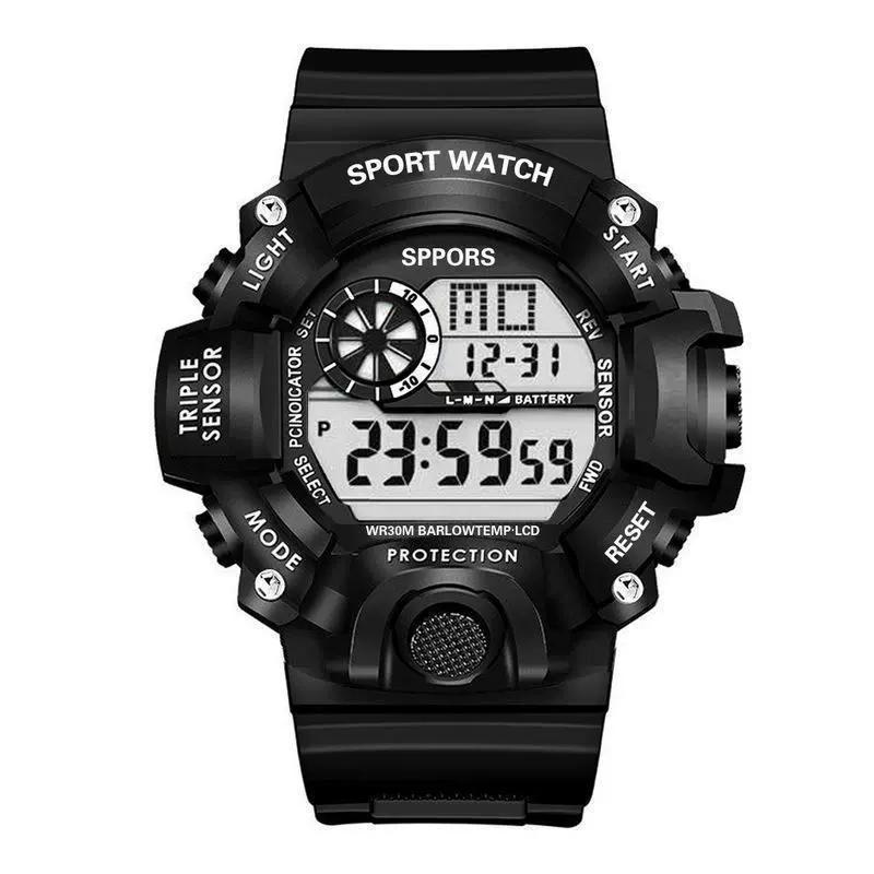 Fashion Men's Watch Sports Electronic Wristwatch Large Dial Multifunctional Waterproof Luminous Alarm Kids Male's Military Watch