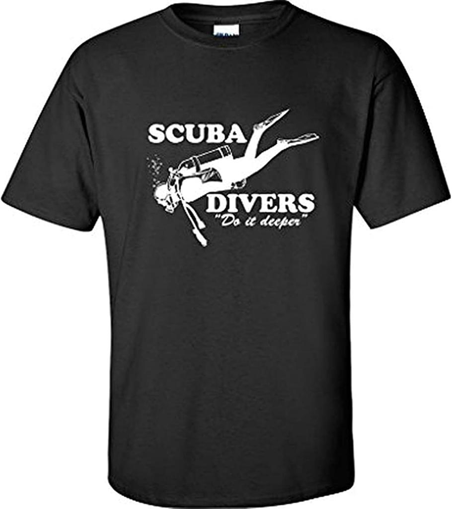 Scuba Divers Do It Deeper Diving Water Funny Mens T Shirt Black