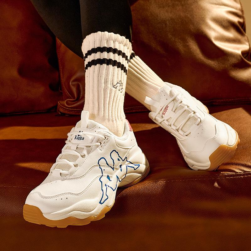 Kappa Retro Dad Shoes with Plush Insulation and Thick Sole for Increased Height and Anti Slip Casual Sports Shoes