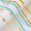 3Pcs Bohemian Multilayer Rice Beaded Tassel Waist Chain Vintage Imitation Pearl Blue Gold Color Body Chain Summer Bikini Jewelry