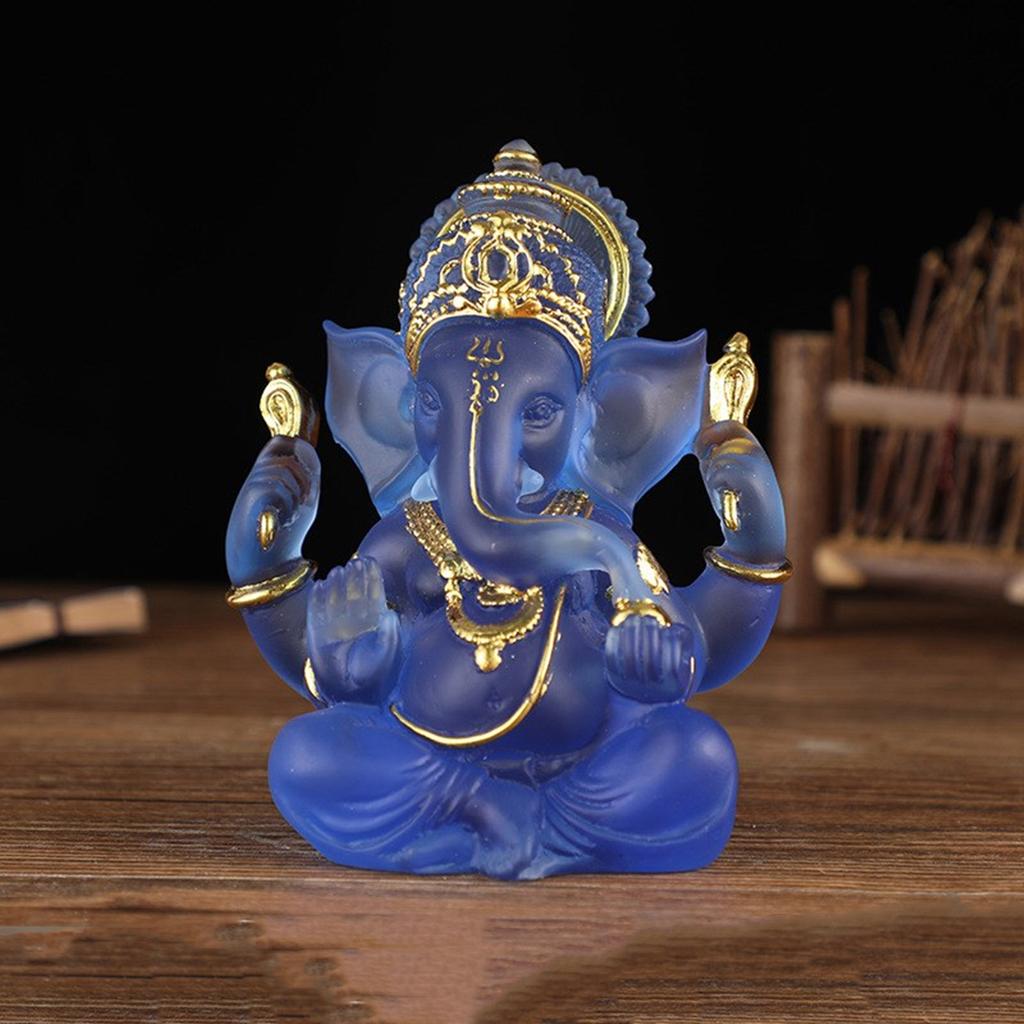 Detailed Ganesha Statue Resin Craft Spiritual Home Decoration Office Sculpture Hindu God Figurine Elephant God Model