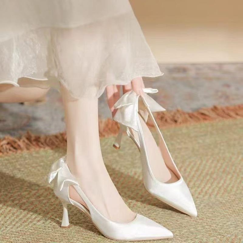 

Gentle pointed solid color high heels women s spring and autumn new design temperament hollow stiletto shoes 40 білий
