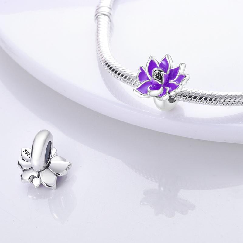 Original Copper Charms Beads Pendant Lotus Tulip Rose Carnation Flower Series Bead Fit Bracelets Women Jewelry Gift