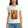 Jesus Christ Ladies Cotton T Shirt, Premium Cotton Print, Durable And Longlasting, Casual Fashion, Sacred Heart Graphic, Religious Inspired Design, Co