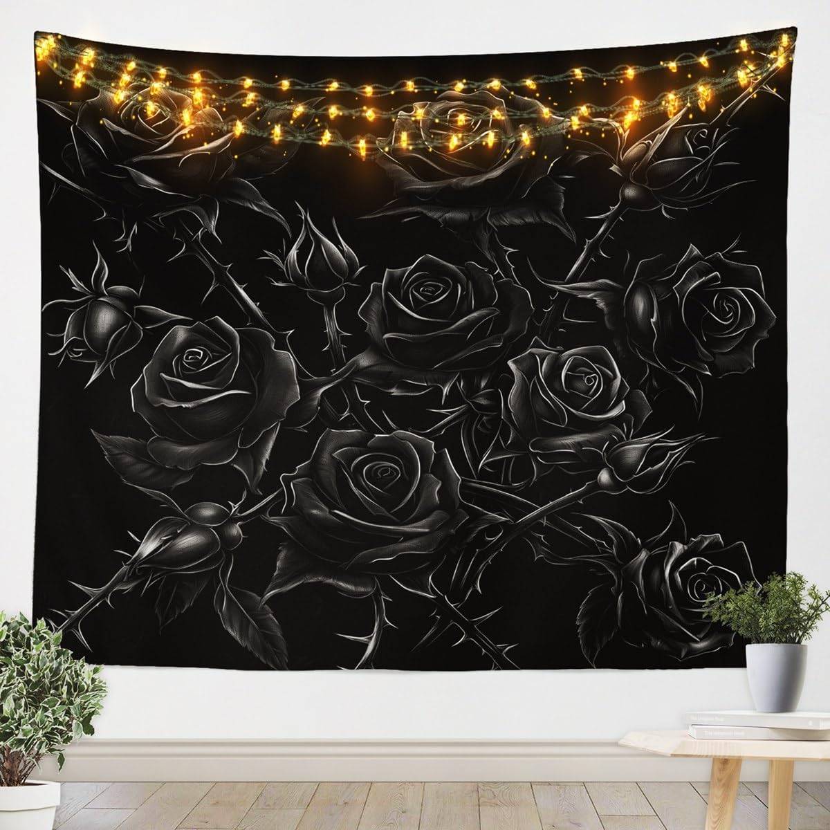 

Sugar Skull Large Tapestry For Kids Adults Room DecorPurple Rose Flowers Tapestries Goth Skull Tapestry Wall Hanging Skeleton 74x94cm(29x37in)
