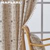 1PC NAPEARL Artistic Chinese Calligraphy Pattern Tassel Decoration Semi Blackout Curtain for Windows Balcony Bedroom and Living Room Home Decor