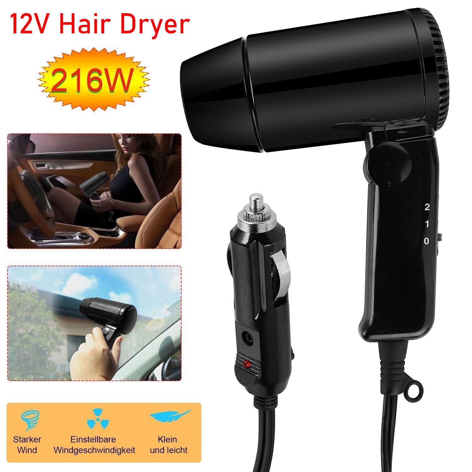 

12 В Компактный Складной Путешествующий Фестивальный и Кемпинговый Портативный Автомобильный Фен Черный Другие Автомобильные Детали и Аксессуары