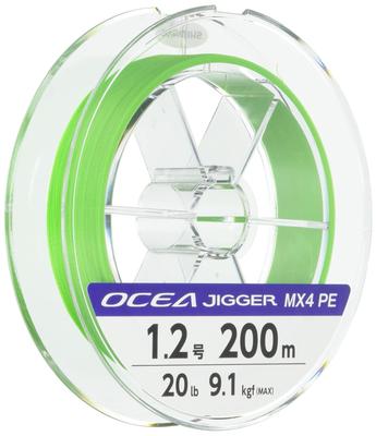 SHIMANO Ocea Jigger MX4 PE Lime Line, 200m, 1.2, Green, PL-O64P