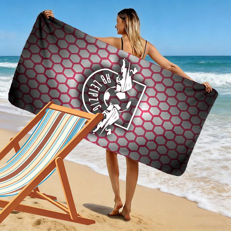 Asciugamano da Spiaggia con Stampa Logo RB Leipzig, Asciugamano Grande Morbido Asciugatura Rapida per Spiaggia Campeggio Nuoto