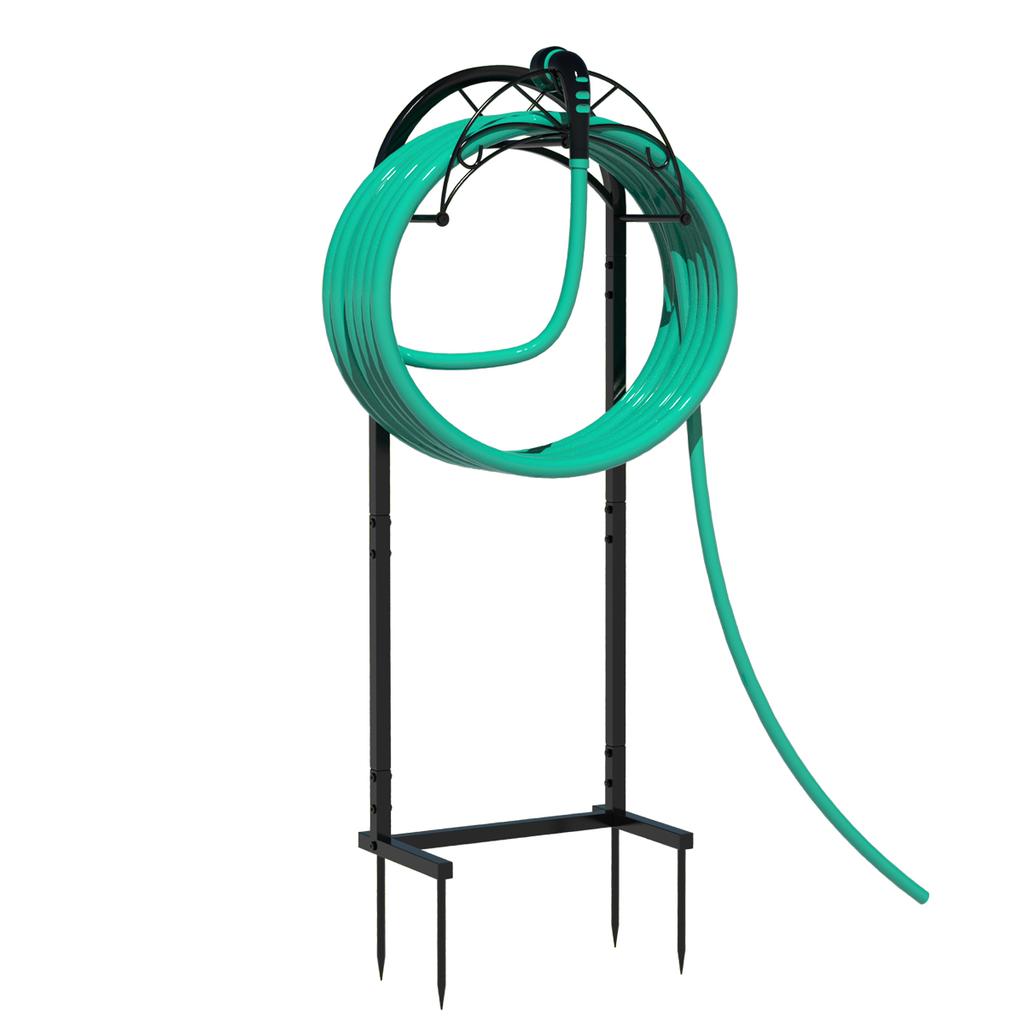 150ft No-Drilling Freestanding Hose Holder | Rust-Proof Storage Rack with 4 Spikes Outdoor Garden Hanger