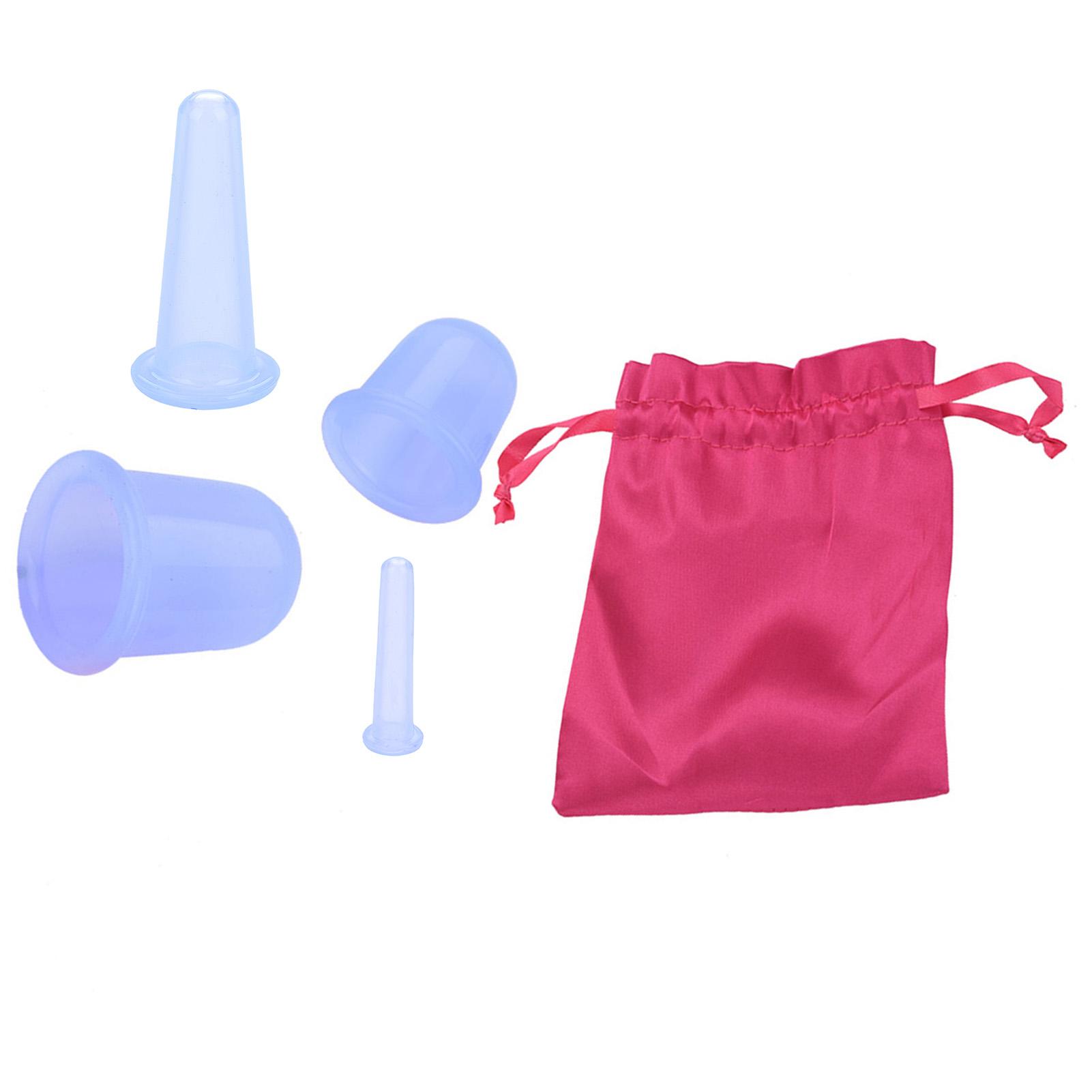 

4шт. набор силиконовых вакуумных массажных чашек для тела, антицеллюлитный массажер (синий) синий