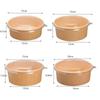 50pcs Kraft Paper Fast Food Package Box Round Rice Bowl Portable Disposable Salad Bowl  Soup