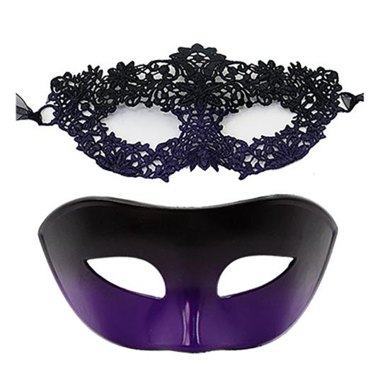 Couple Masquerade Masque Set Mardi Gras Party Ball Half-Face Masque Venetian Party Halloween Accessory for Men Women