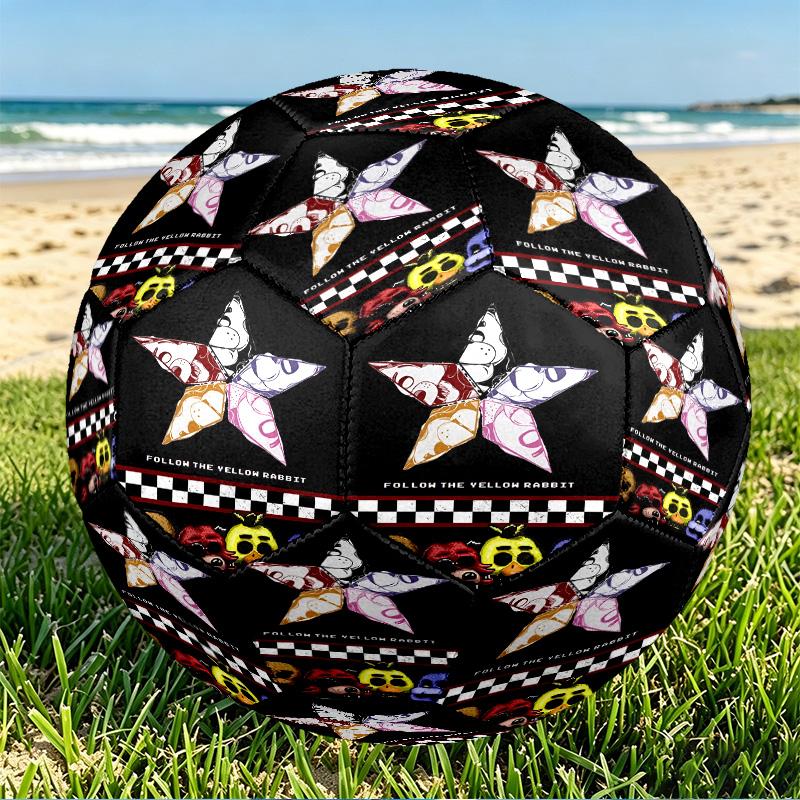Five Nights At Freddy's Print Size 5 Soccer Ball, PU Wear Resistant Football for Match Training and Daily Practice, Birthday Gift for Soccer Fans