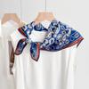 Navy Blue Paisley Cashew Flower Silk Scarf Women's Summer Double Crepe Lace Yarn Sunscreen Scarf Shawl Scarf