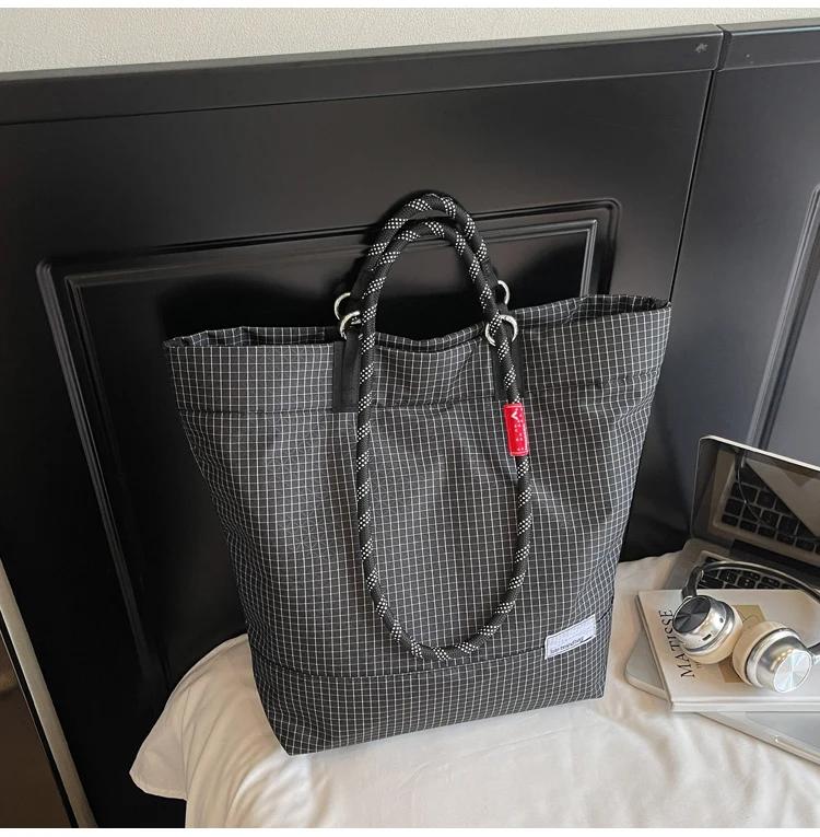 2026 Hot Sale Nylon Plaid Fashion Crossbody Bags Concise Versatile Sweet Women's Handbags Casual Large Capacity Commuting Bags