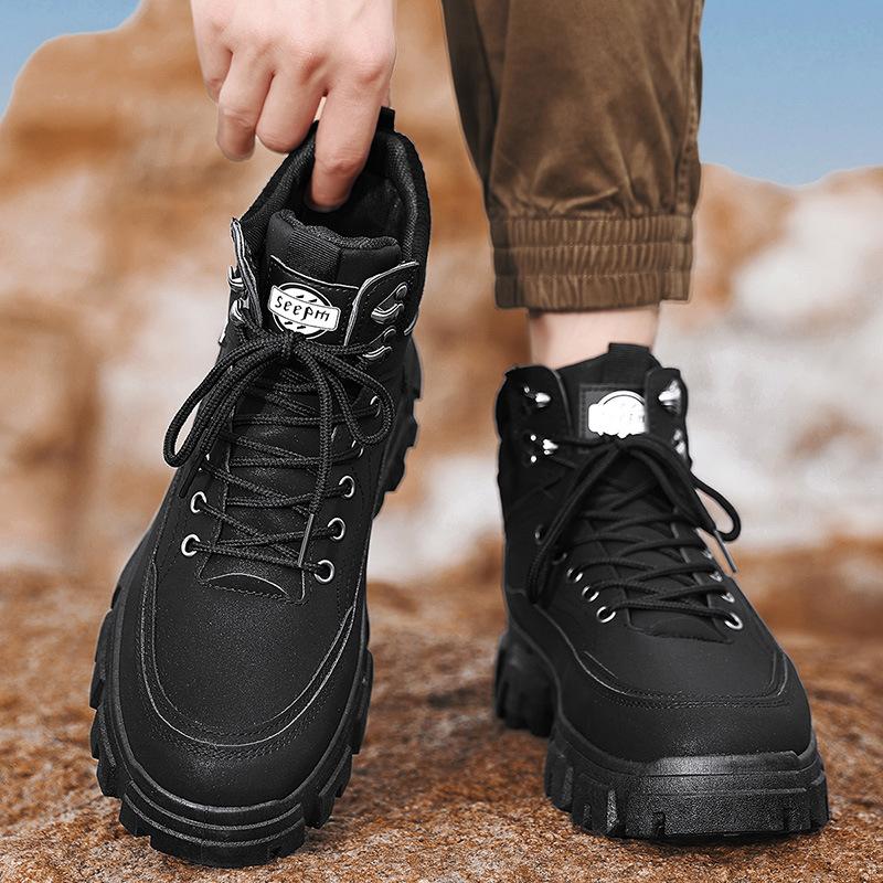 Men's Shoes Autumn Non-slip and Wear-resistant Outdoor Work High-top Outdoor Tooling Shoes Yellow New Men's Sports Martin Boots