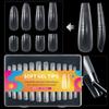 Clear Nail Extensions for Women Professional Long Transparent Acrylic Tips with Measuring Scale Full Cover False Nail
