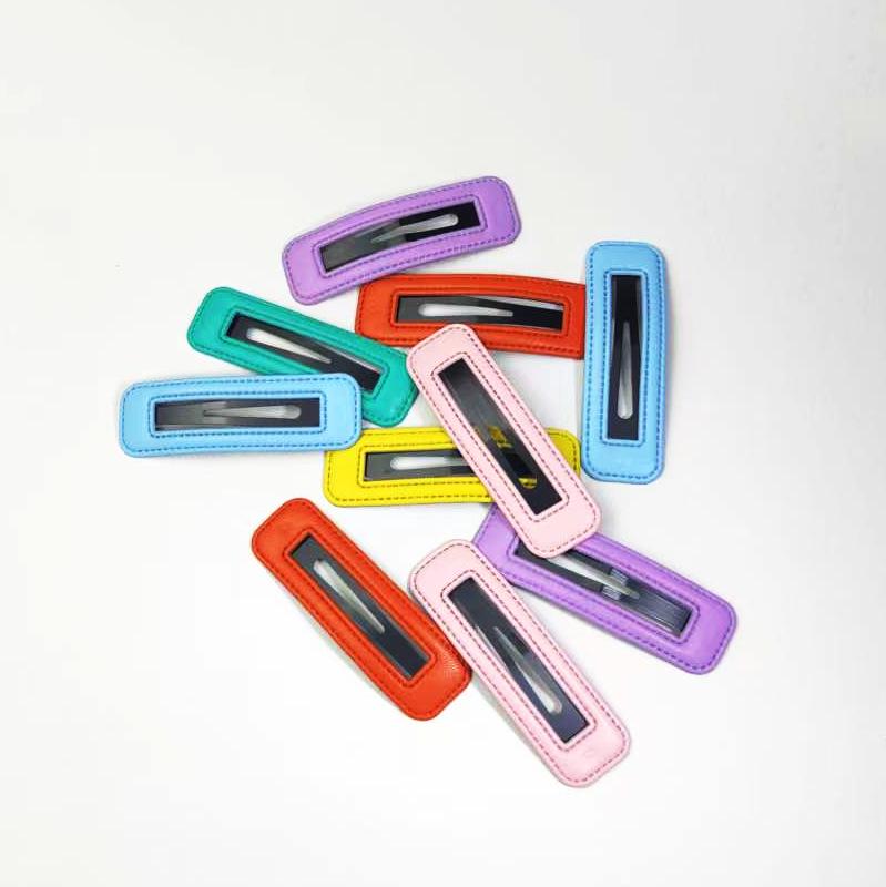 Square Leather Hairpin for Girls - Trendy Student Fashion Clip for Side Bangs and Back of Head