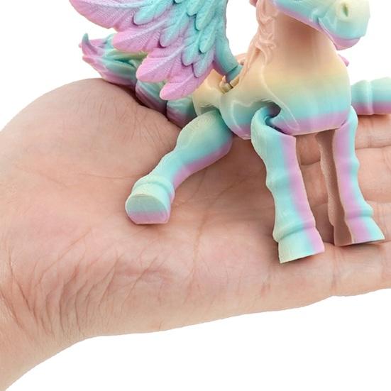 3D Printed Horse Ornament Articulated Horse Winged Unicorn Toy Flexible Animal Fidget Toy with Movable Joints for Home Office Stress Relief Desktop