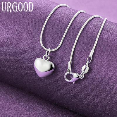 925 Sterling Silver Romantický náhrdelník s hadím řetízkem ve tvaru srdce Módní šperky