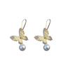 Diamond Mesh Pearl Earrings Light Luxury Fashion High Sense Ear Hook Niche Personality Versatile Earrings Women