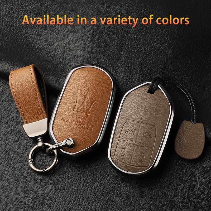 Custodia Cover Guscio Portachiavi Auto in Metallo e Pelle Fob Per Maserati Ghibli Levante Grancabrio Quattroporte Gt Granturism
