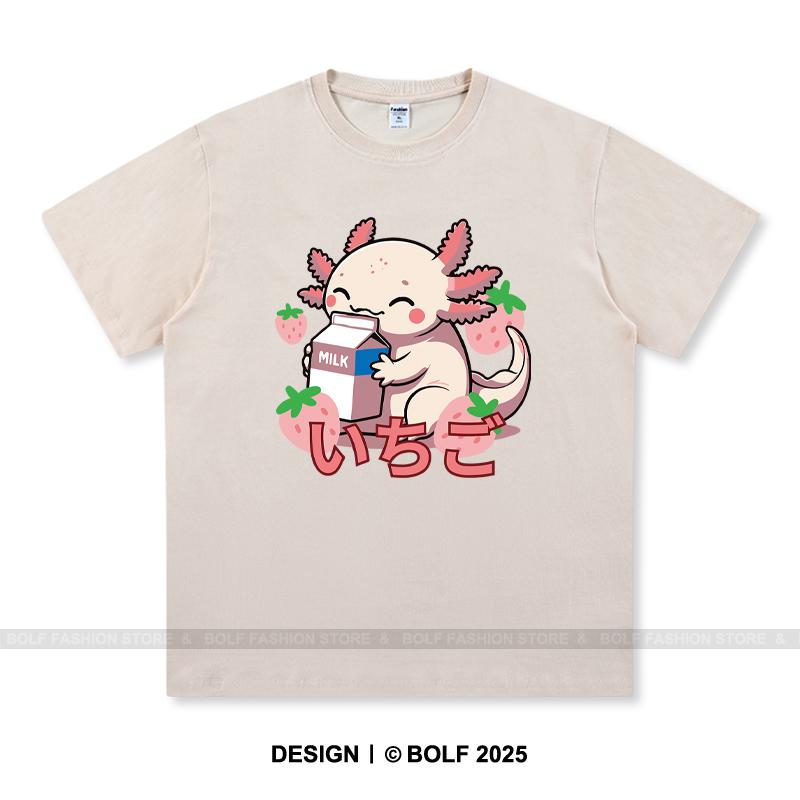 Japanese Kawaii Animal Printed T-Shirt 100% Cotton Oversized Cute Graphic Tees for Men Women Summer Tops Anime Streetwear