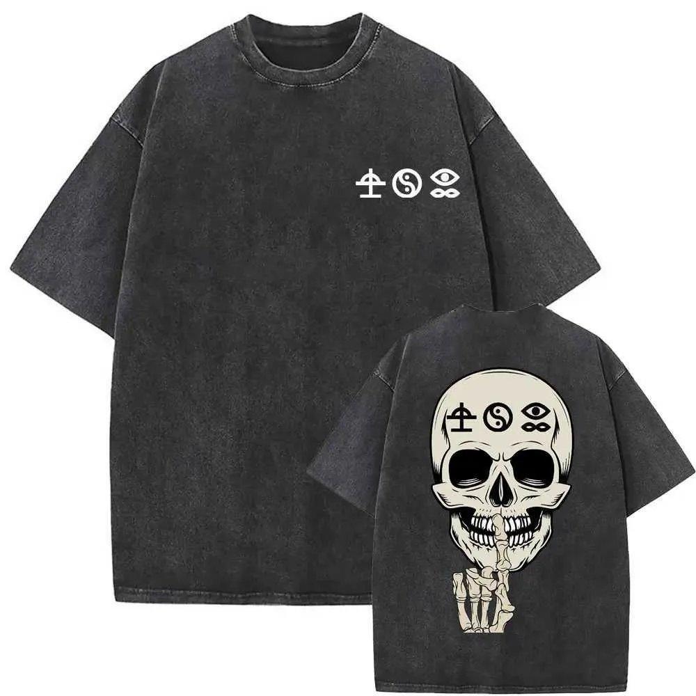One Piece Skull Short Sleeve Tee Anime Washed Vintage Graphic T-Shirt Man Women Cosplay Casual Tops 2026 Summer Y2k Streetwear