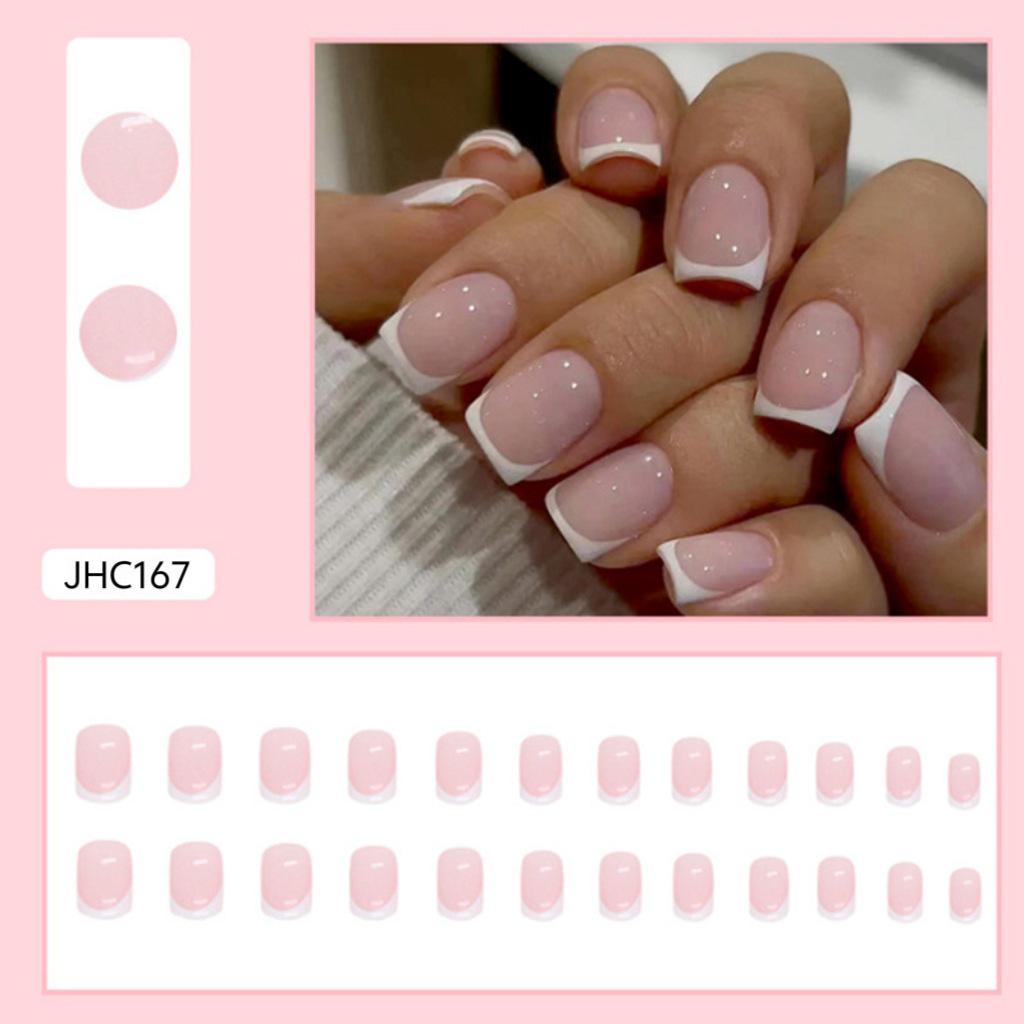 Elegant Simple Nude Pink French Fake Nails - 24 Piece Set