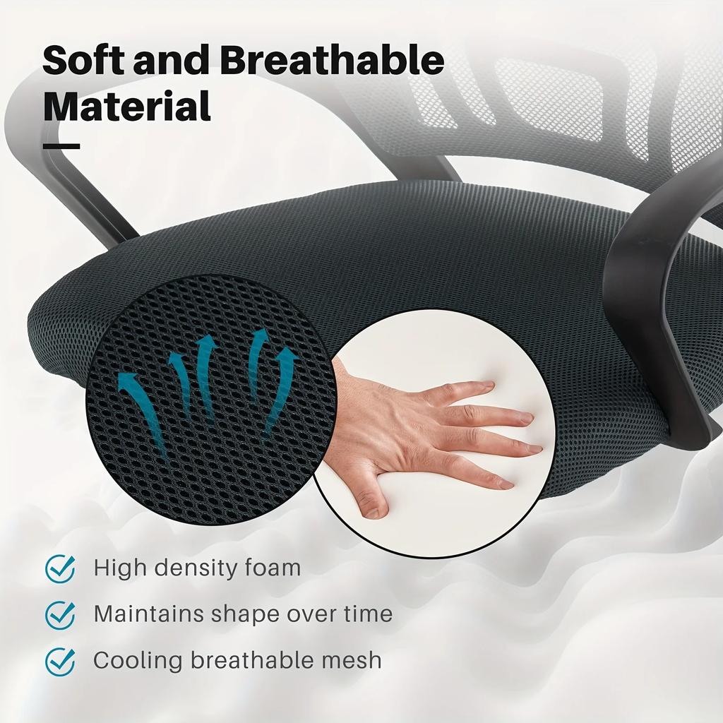 Ergonomic Mid-Back Office Chair with Adjustable Height  Breathable Mesh Executive Desk Chair with Lumbar Support