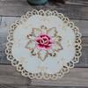 NEW satin rose flower embroidery table place mat cloth Wedding Christmas party placemat kitchen Table decoration and accessories for Home