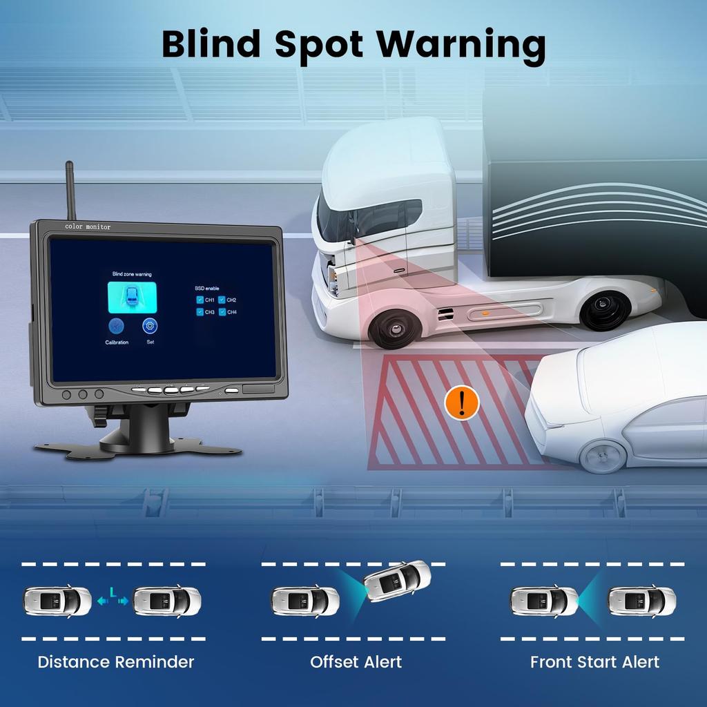 Hodozzy Wireless Backup Camera System HD Rear View Monitor with Blind Spot Super Night 1080P IP68 Waterproof Wireless Rear View Camera Wireless for