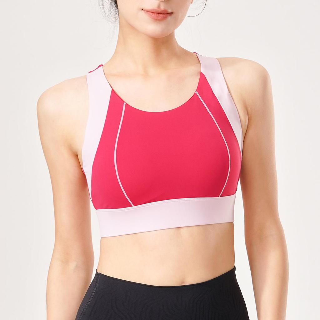 Autumn-Winter Colorblock Sports Bra: High-Intensity Support for Running & Yoga