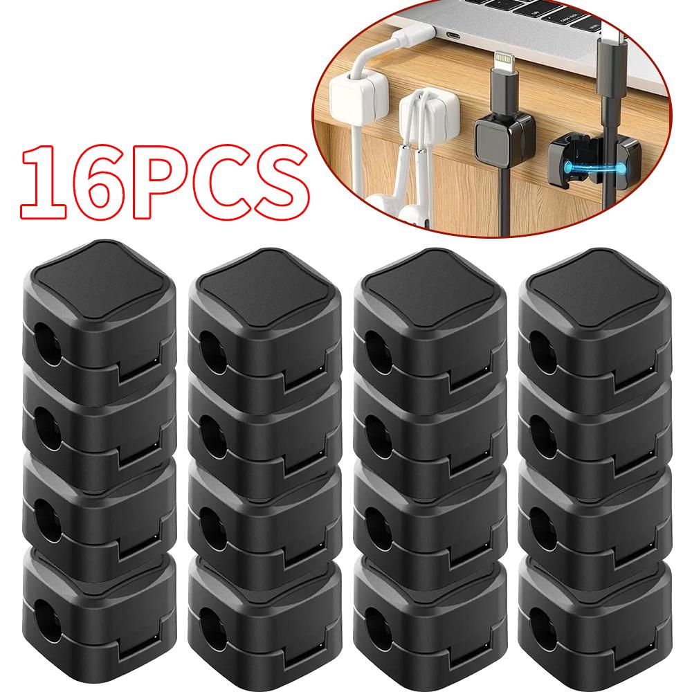 36/16/8/4PCS Magnetic Cable Clips Cable Smooth Adjustable Cord Holder Under Desk Cable Management Wire Keeper Cable Organizer