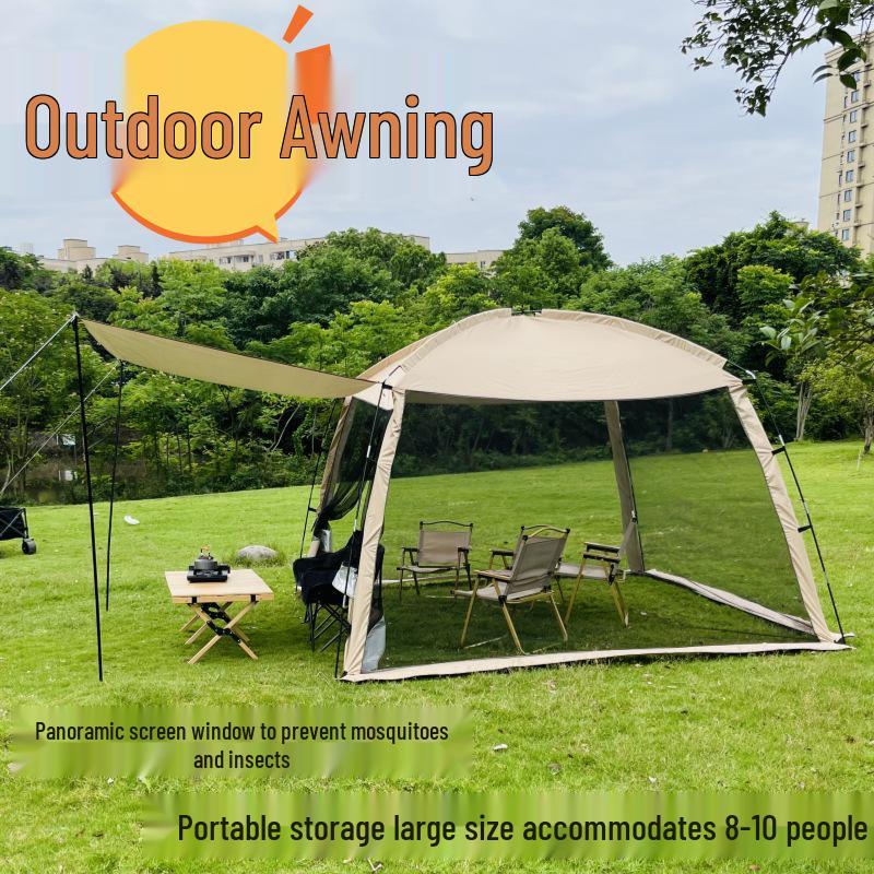 Extra Large Outdoor Pergola Awning with Mesh Canopy and Mosquito Net