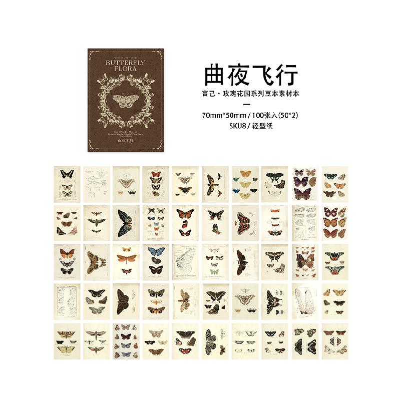 100-Sheet Vintage Miniature Material Mini-Book Set, Retro-Themed Craft Pages, for Journal Collage & Handmade Creation