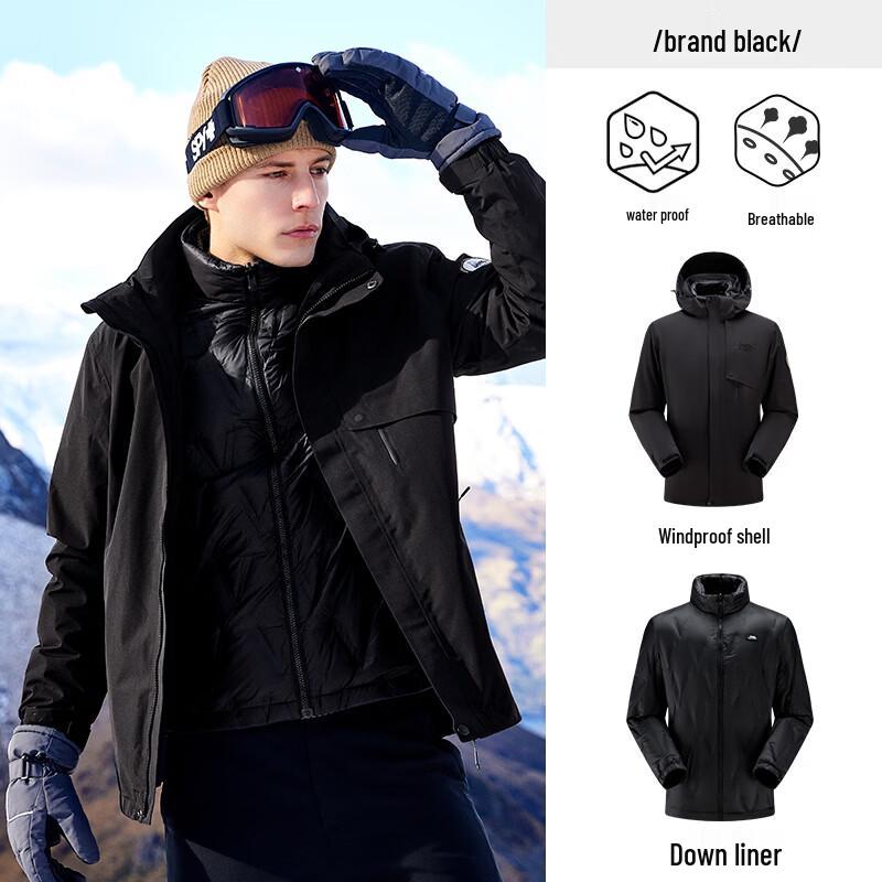 JEEP Men s 3-in-1 Detachable Goose Down Winter Coat 2XL