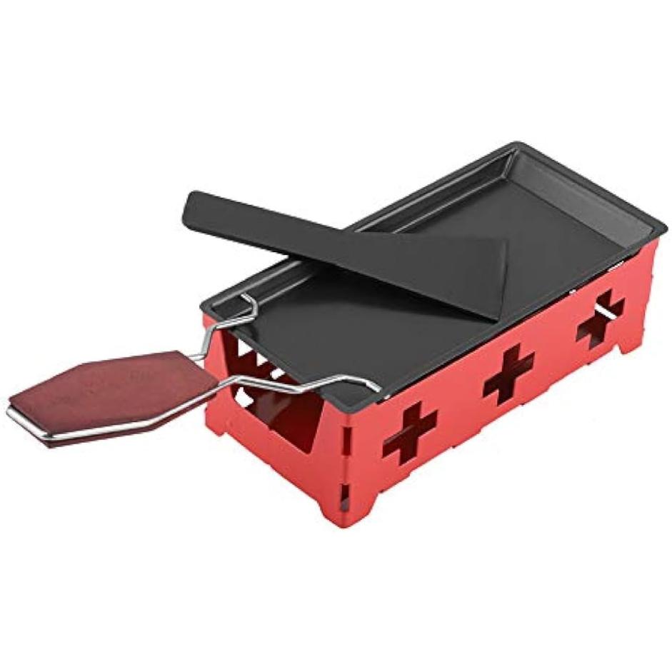 Cheese Raclette Stove Set, Carbon Steel Portable Non-stick Cheese Raclette Rotaster Baking Tray Stove Set Home Kitchen Grilling Tool Mini Raclette