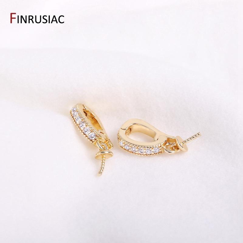 14K Gold Plated Brass Pearls Clasps Decorative Connector Fastener Pearl Pendant Bail Handmade DIY Jewelry Making Accessories