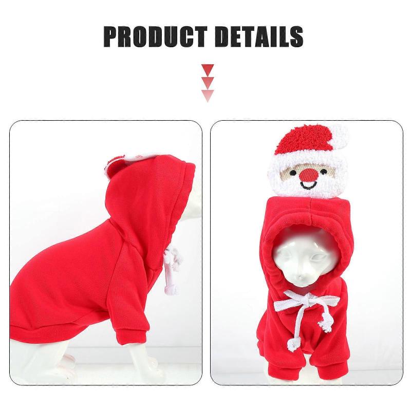 Dog Christmas Costume Dog Cosplay Clothing for Pet Use 4Pcs Red Set