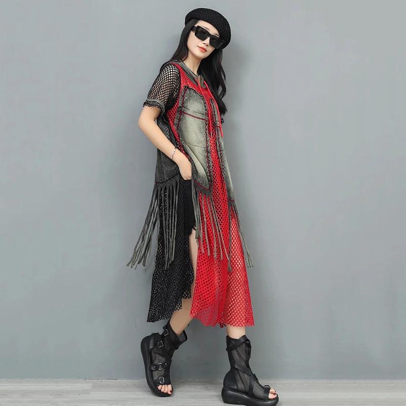 XITAO Hollow Out Patchwork Trend Dress HQQ2510