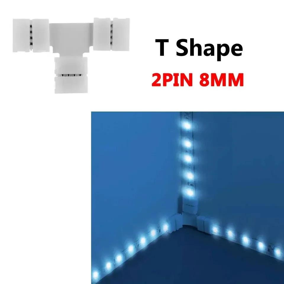 5PCS L Shape LED Connectors 8MM T Type Solderless LED Strip Connector 2pin 4pin Unwired Gapless Terminal for 5050 2835 SMD RGB
