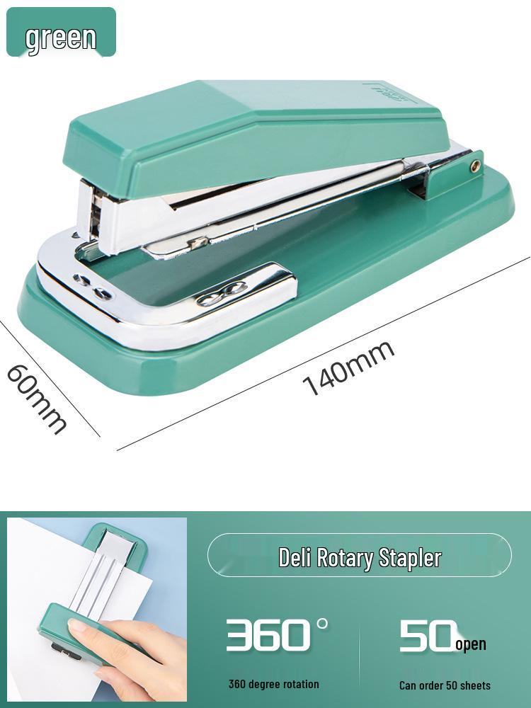 Deli 0414 Rotating Saddle Stitch Stapler for Student Exercise Books