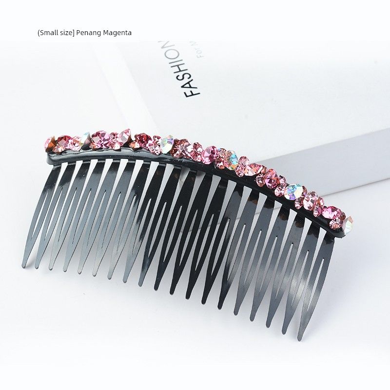 

South Korea Big Small Size Rhinestone Hair Comb Bangs Comb Fashion Adult Hair Clip Head Accessories Personality Non-Slip Hairpin Small Banyan Red